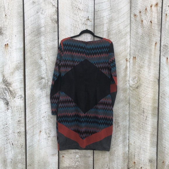 Cache | chevron color block long sleeve midi dress - Picture 2 of 4